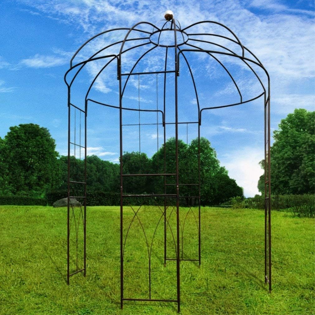 OUTOUR French Style Birdcage Shape Heavy Duty Gazebo,9'Highx 6‘6" Wide,Pergola Pavilion Arch Arbor Arbour Plants Stand Rack for Wedding Outdoor Garden Lawn Backyard Patio,Climbing Vines,Roses