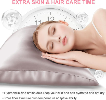 Skiennix Mulberry Silk Pillowcase - King Size, Hidden Zipper, Soft & Breathable for Hair & Skin | Taupe