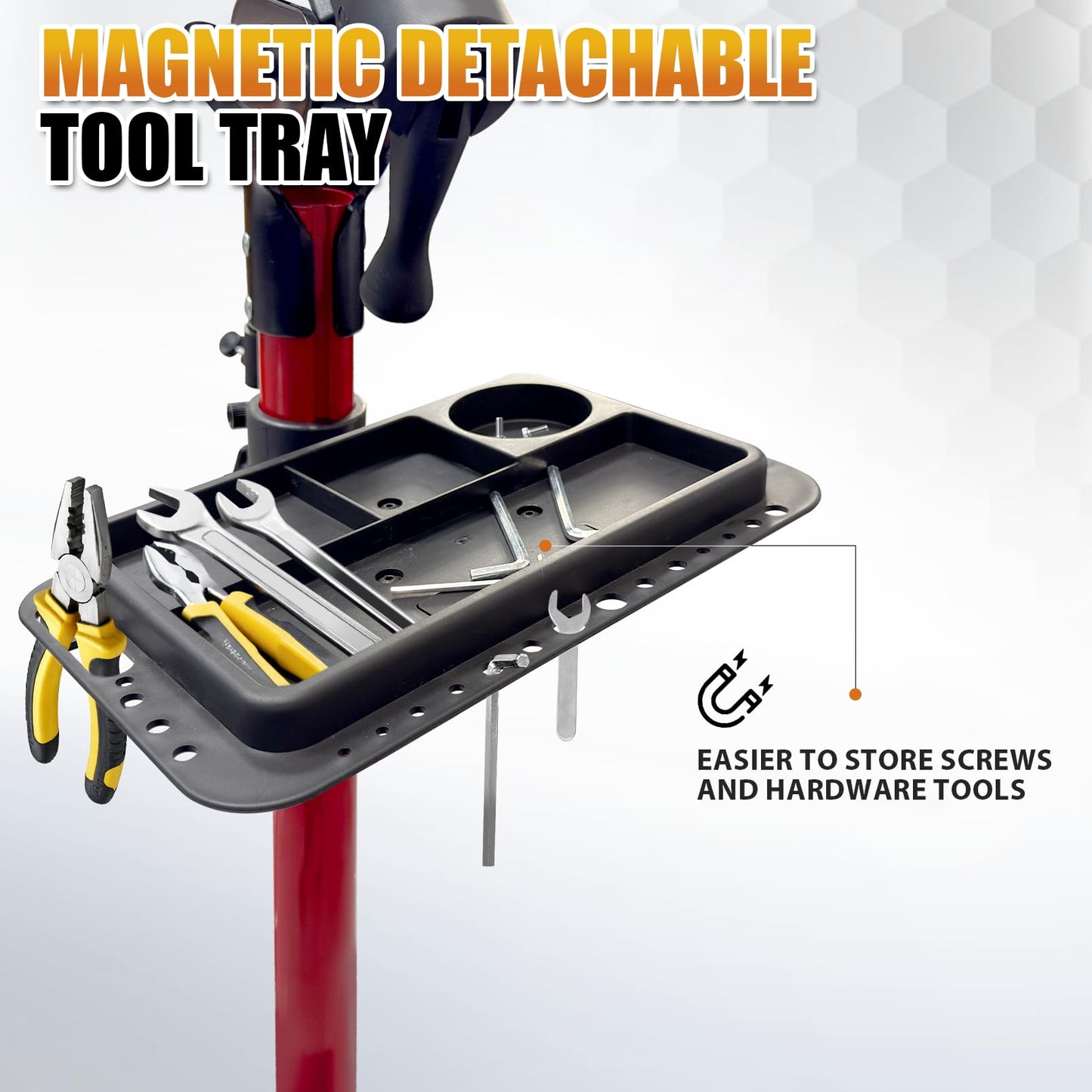 Bike Repair Stand Max 110 lbs, Portable Aluminum Bicycle Workstand for Electric, Heavy Duty Mechanic Maintenance Workstand with Tool Tray, Mountain and Road Bike (Red)