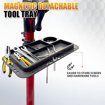 Bike Repair Stand Max 110 lbs, Portable Aluminum Bicycle Workstand for Electric, Heavy Duty Mechanic Maintenance Workstand with Tool Tray, Mountain and Road Bike (Red)