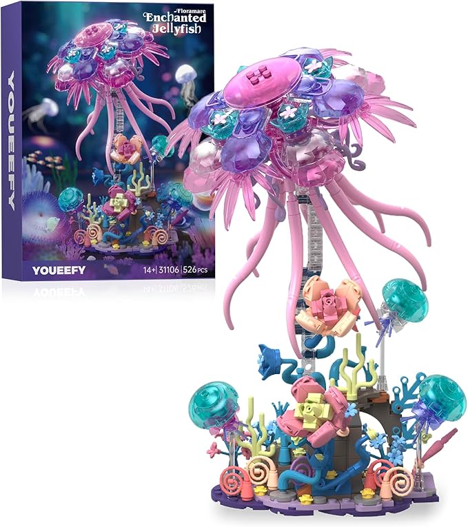 Enchanted Jellyfish Building Kit with Halloween &amp Christmas Festive Vibes 526 Pcs Underwater Creature Building Blocks Set (presale)