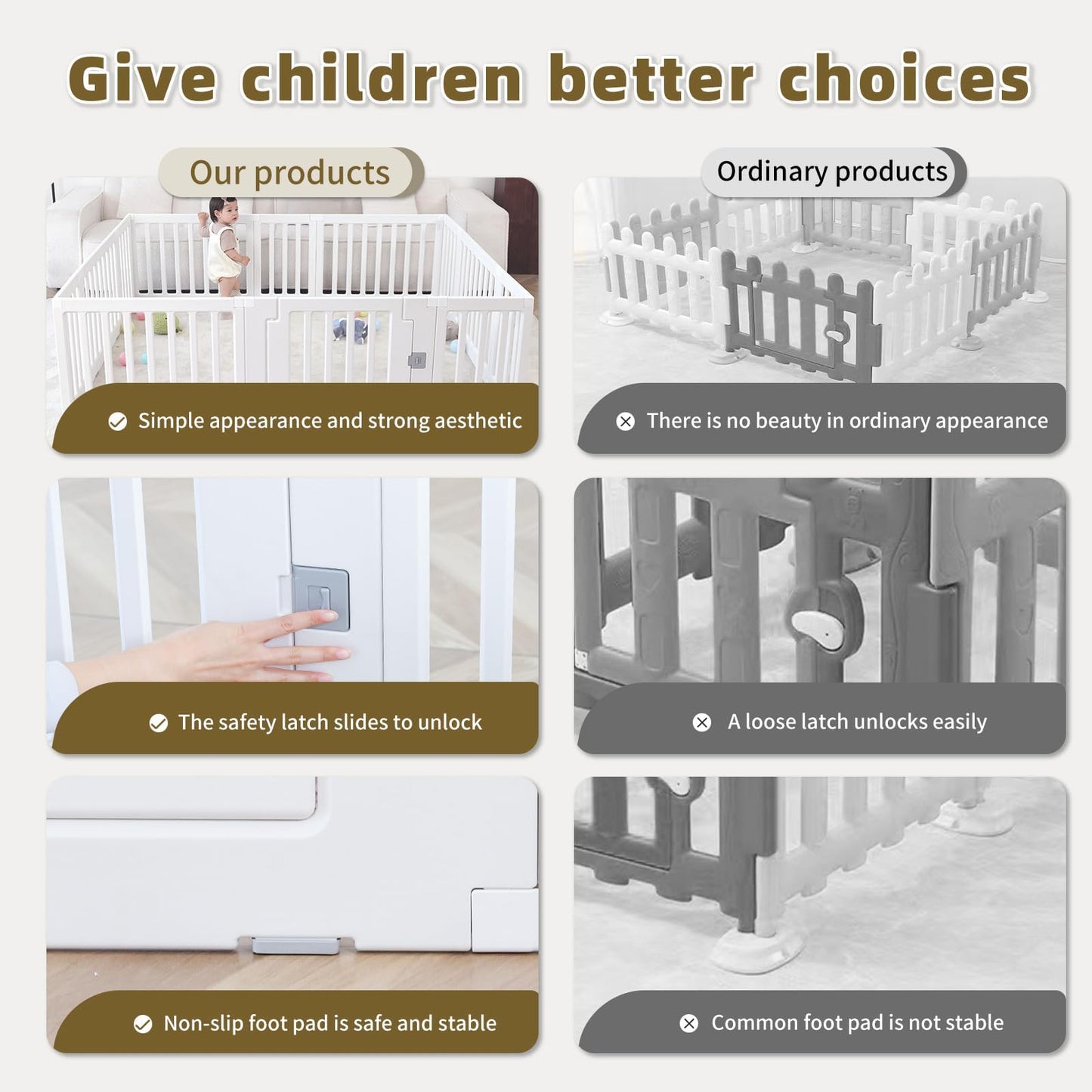 Gupamiga Playpen Baby Playard Portable Baby Fence Play Area Indoor Outdoor Kids Activity Center Playpen Playground Hoop for Indoor and Outdoor Use (12 Panels)