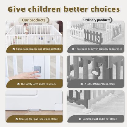 Gupamiga Playpen Baby Playard Portable Baby Fence Play Area Indoor Outdoor Kids Activity Center Playpen Playground Hoop for Indoor and Outdoor Use (12 Panels)