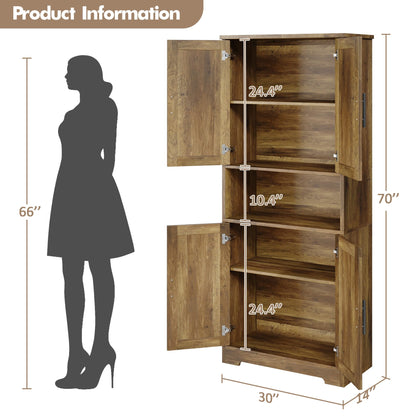 IDEALHOUSE Kitchen Pantry Cabinet, 70in Tall Storage Cabinet with Doors and Adjustable Shelves, Freestanding Cupboard for Living Room, Dining Room, Bathroom