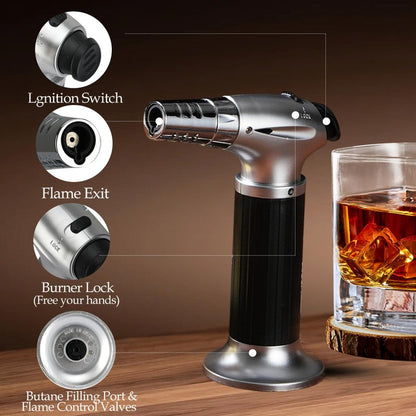 Whiskey Smoker Kit with Torch - 6 Flavors Wood Chips, 2 Glasses, Cocktail Smoker Infuser Kit, Old Fashioned Drink Smoker Kit, Birthday Valentine's Day Bourbon Whiskey Gifts for Men, Dad(No Butane)