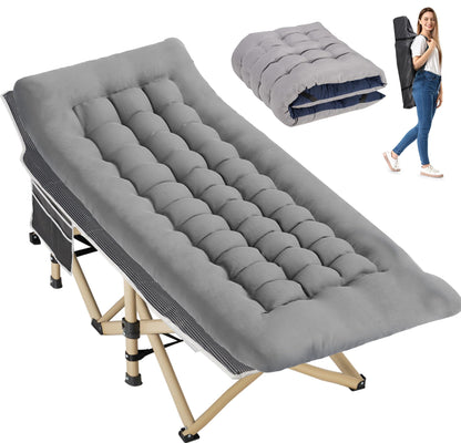 Candockway Folding Camping Cot for Adults, Portable Cot Bed with Comfy Mattress, 28" Extra Wide Sleeping Cots with Carry Bags for Home, Office Nap, Outdoor Travel Camp Beach, 600LBS(Max Load)