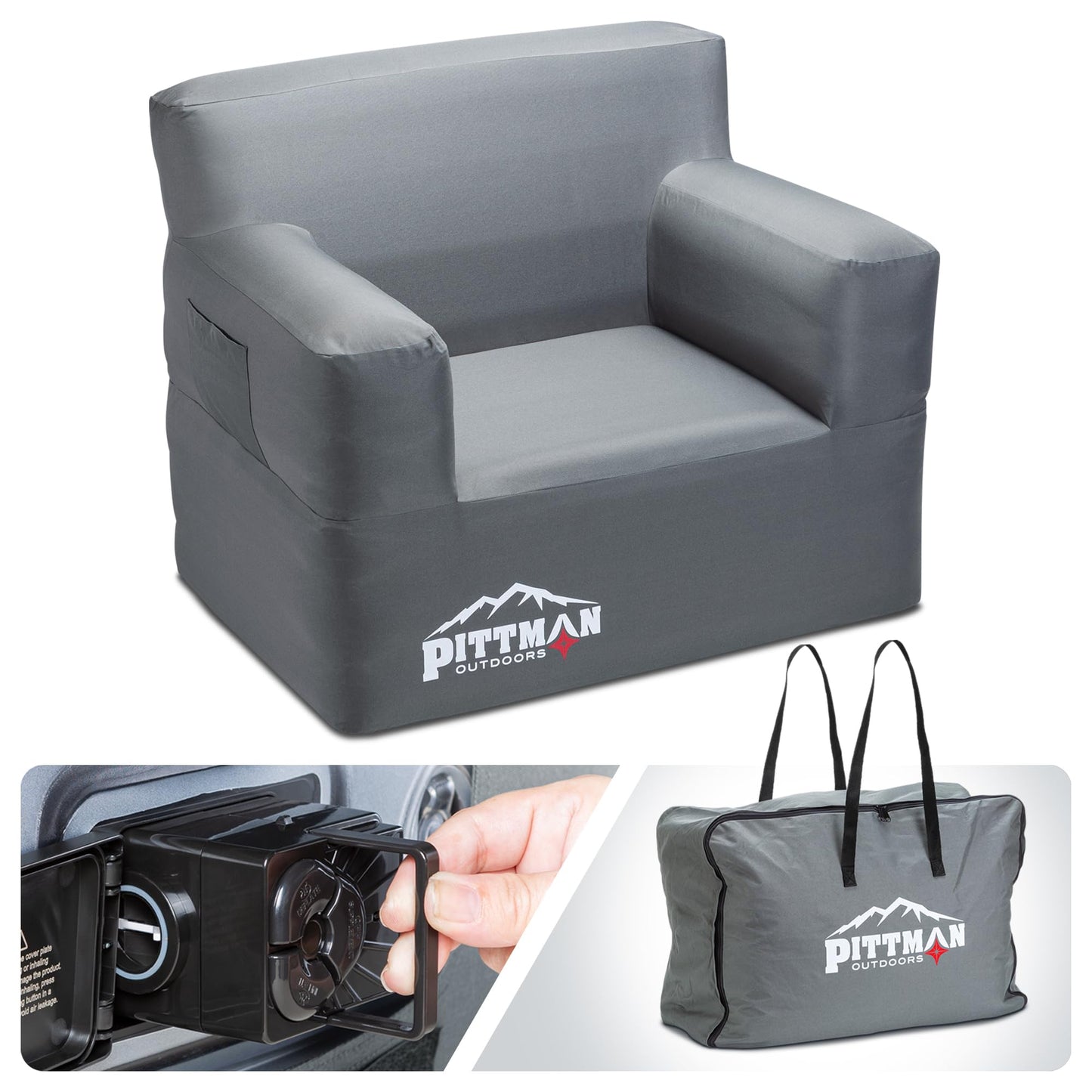Pittman - Inflatable Chair for Camping with Built in Pump - Portable Inflatable Couch for Adults Holds 350lb's - Blow Up Chair for Movie Nights, Outdoor Blow up Furniture or Air Sofa for Camping