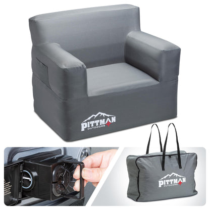 Pittman - Inflatable Chair for Camping with Built in Pump - Portable Inflatable Couch for Adults Holds 350lb's - Blow Up Chair for Movie Nights, Outdoor Blow up Furniture or Air Sofa for Camping