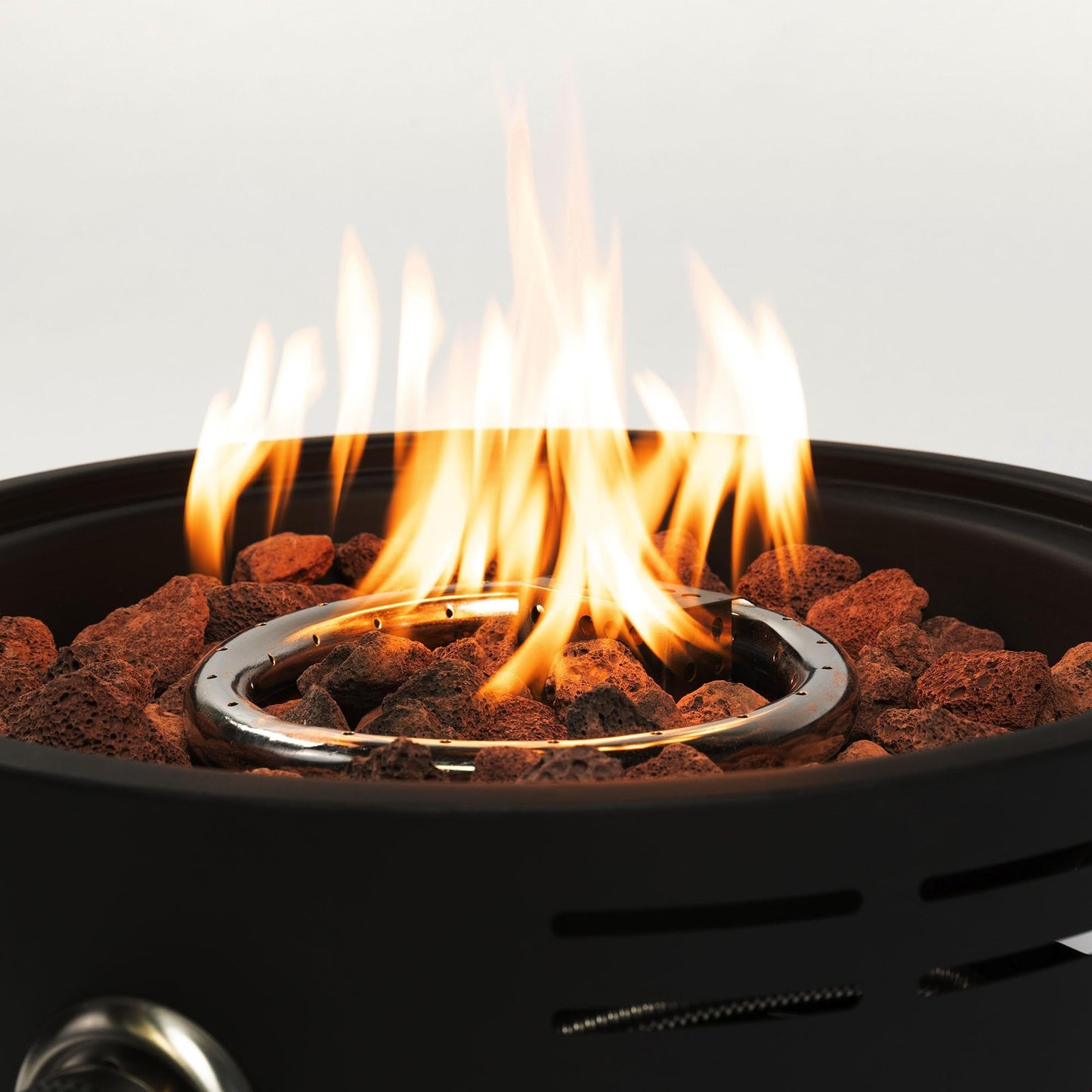 15 Inch Propane Tabletop Fire Pit 40000 BTU Portable Gas Fire Pit with Lava Rocks Round Steel Fire Bowl for Outdoor Patio Balcony Garden, Black