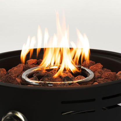 15 Inch Propane Tabletop Fire Pit 40000 BTU Portable Gas Fire Pit with Lava Rocks Round Steel Fire Bowl for Outdoor Patio Balcony Garden, Black