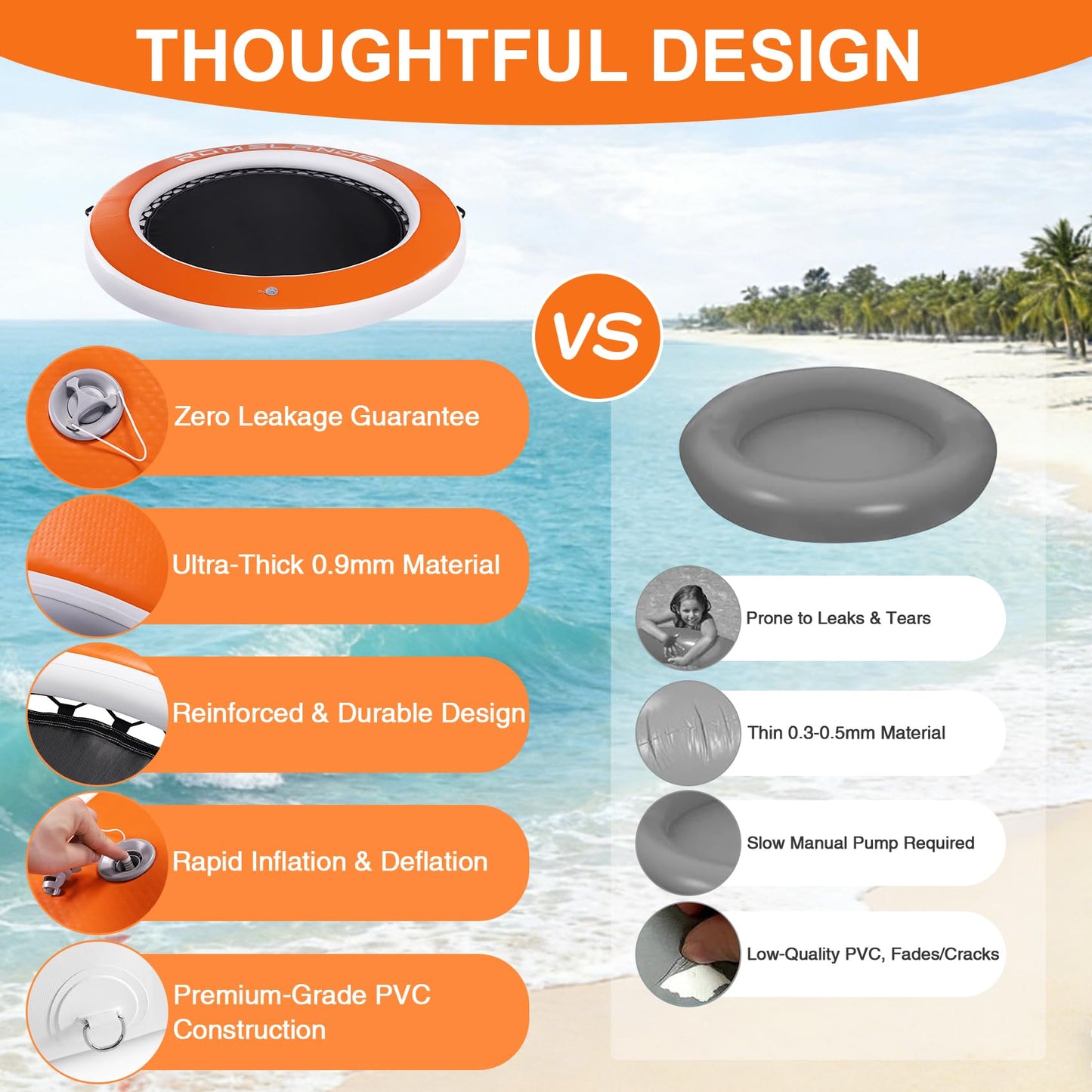 Inflatable Water Hammock Floating Dock, Round Float Ring for Summer Party, Heavy-Duty Raft Platform for Lakes Pools Oceans, Portable Lounger for Adults