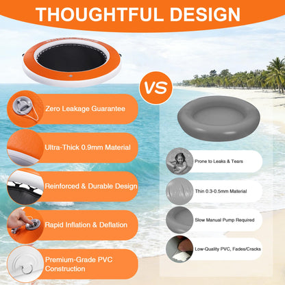 Inflatable Water Hammock Floating Dock, Round Float Ring for Summer Party, Heavy-Duty Raft Platform for Lakes Pools Oceans, Portable Lounger for Adults