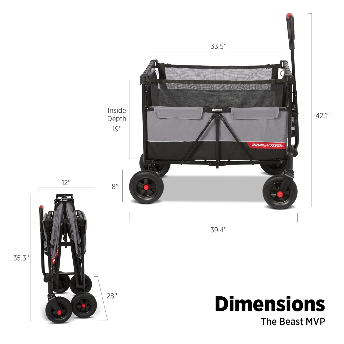 Radio Flyer The Beast MVP Wagon, Heavy Duty Kid & Cargo Folding Wagon, Collapsible Wagon Cart for Ages 1.5+