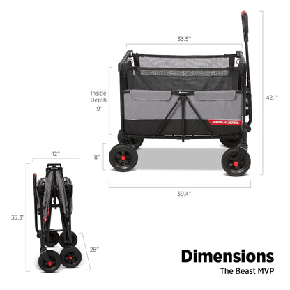 Radio Flyer The Beast MVP Wagon, Heavy Duty Kid & Cargo Folding Wagon, Collapsible Wagon Cart for Ages 1.5+