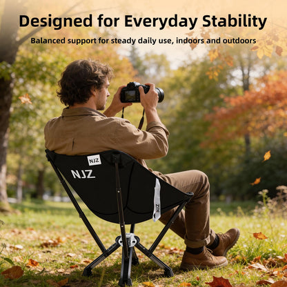 NJZ Folding Outdoor Chair — Easy Outdoor Comfort, Simple One-Piece Design, Stable Aluminum Frame, Relaxed Seating for Backyard, Camping & Everyday Use
