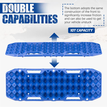 BUNKER INDUST Off Road Traction Boards (Gen 10) Blue + 1"×30ft Kinetic Recovery Rope with 2 Soft Shackles Kit