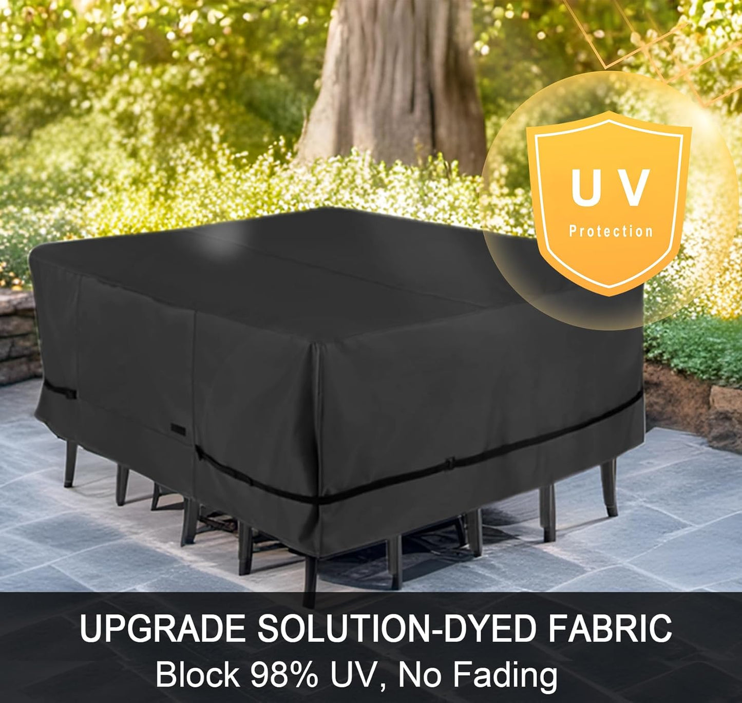 NettyPro Patio Table Cover - Waterproof Square 54 x 54 Inch Outdoor Furniture Protector | Black