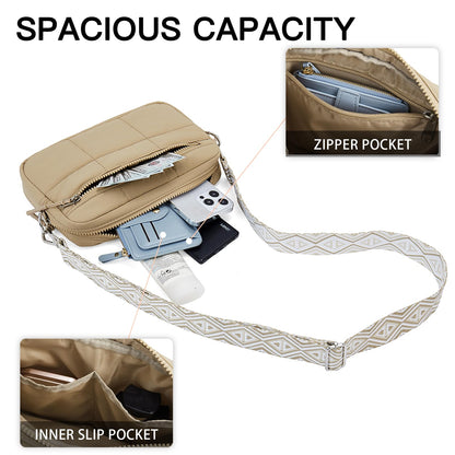 Telena Crossbody Bags for Women Cross Body Purse with Guitar Strap Lightweight Puffer Shoulder Bag for Travel