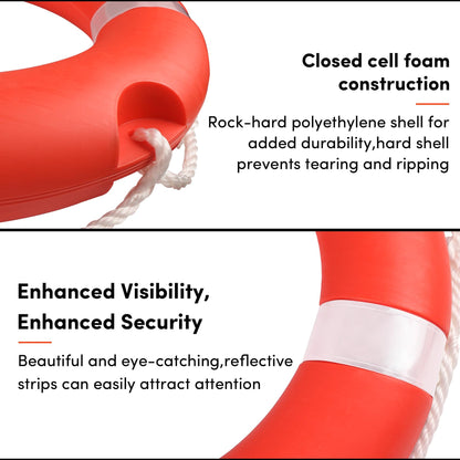Life Ring,28" Boat Safety Throw Rings,Life Buoy with Reflective Tape & Grab Lines,Orange Life Preserver Rings Saving Ring,Include Water Floating Life Saving Rope and Horseshoe Bracket