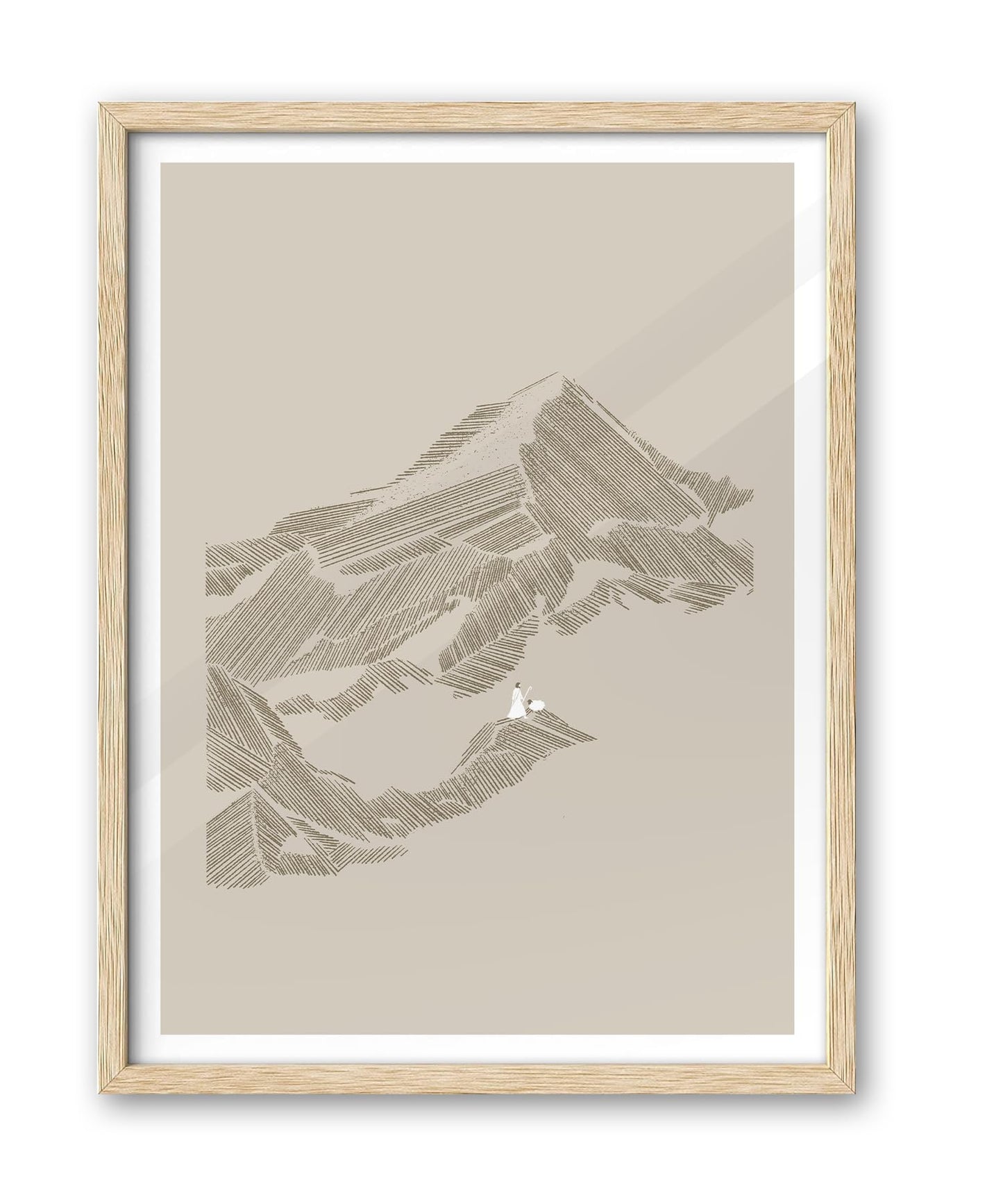 iHery Natural OAK Wood Jesus and Peter Walk on Water Framed Wall Art, 12x16 in Modern Sketch Bible Verses Canvas Art Decor, Beige Logs Boho Scripture 1Pack for Living Room Bedroom