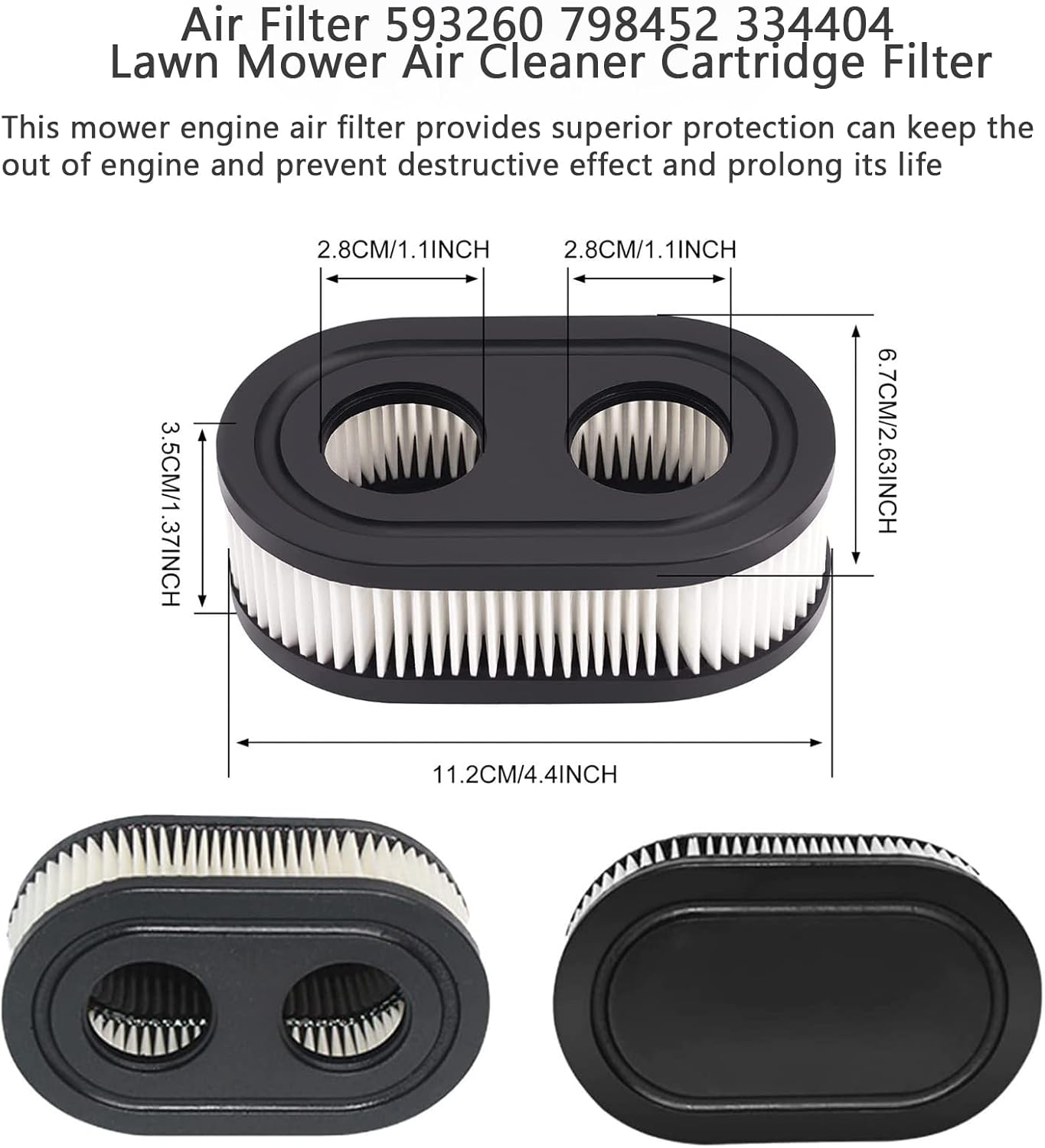 Skiennix Air Filter - High-Performance Replacement for Lawn Mower Engines | 2-Pack