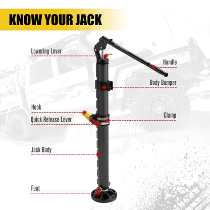 BUNKER INDUST Hydraulic Recovery Jack, Powerful Offroad Lift Farm Jack with Lift Mate Storage Bag, 4,409lbs Capacity