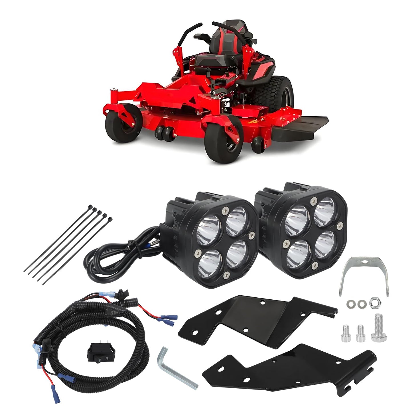 WIKIBB Lawn Mowers LED Headlight Kit Compatible with Gravely PT ZX ZT HD PT Pro-Turn Z & Ariens Apex Replaces 79108600 79106800 - Zero Turn Mower Light Assembly with Harness Brackets Hardware