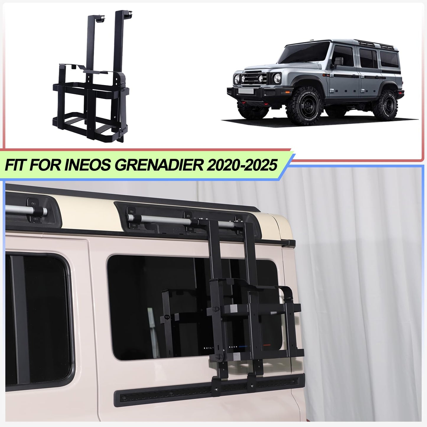 Rear Window Water Can Holder Rack Mount Bracket for INEOS Grenadier 2020-2025 Accessories Trailer Water Liquid Container Bracket, Water Locking Pack Mount 5 Gallon / 20 Liter Jerry Water Can Rack