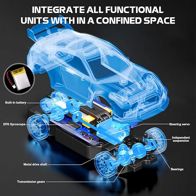 1/43 Scale RC Drift Car Mini GTR35 RC Model Car 2.4GHz 4WD RC Alloy Vehicles with Gyro &amp LED Lights for Adults Hobby Toys (Black)