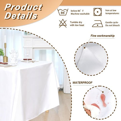 Fixwal 6 Pack White Table Cloth for Rectangle Table, 70 x 120 Inch Polyester Fabric Tablecloths Rectangular, Table Covers 6-8ft for Party, Banquet, Dining, Wedding, Graduation
