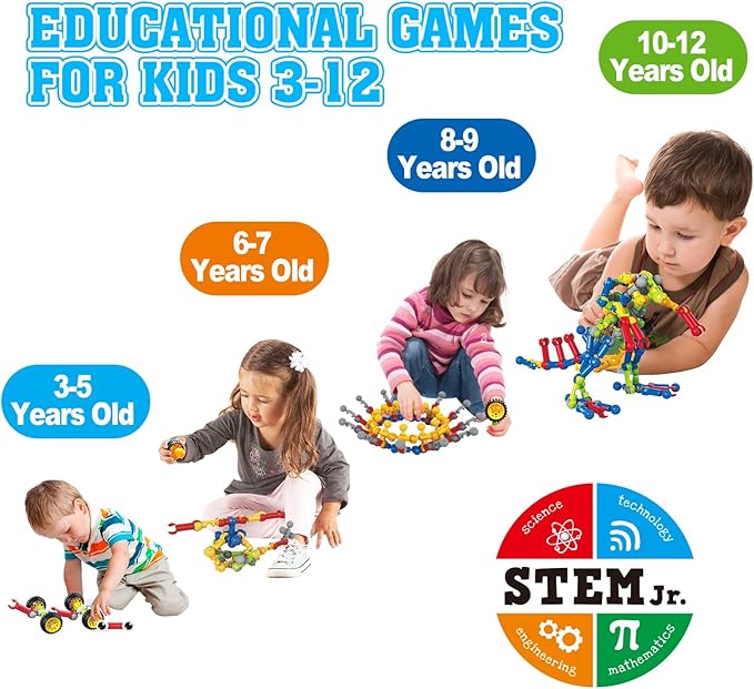 Stem Building Toys for 3 4 5 6 7 8 Year Old Boys Girls Kids125 Pieces Building Blocks Educational Learning Toys with Large Storage BoxIdeal Christmas Birthday Gifts