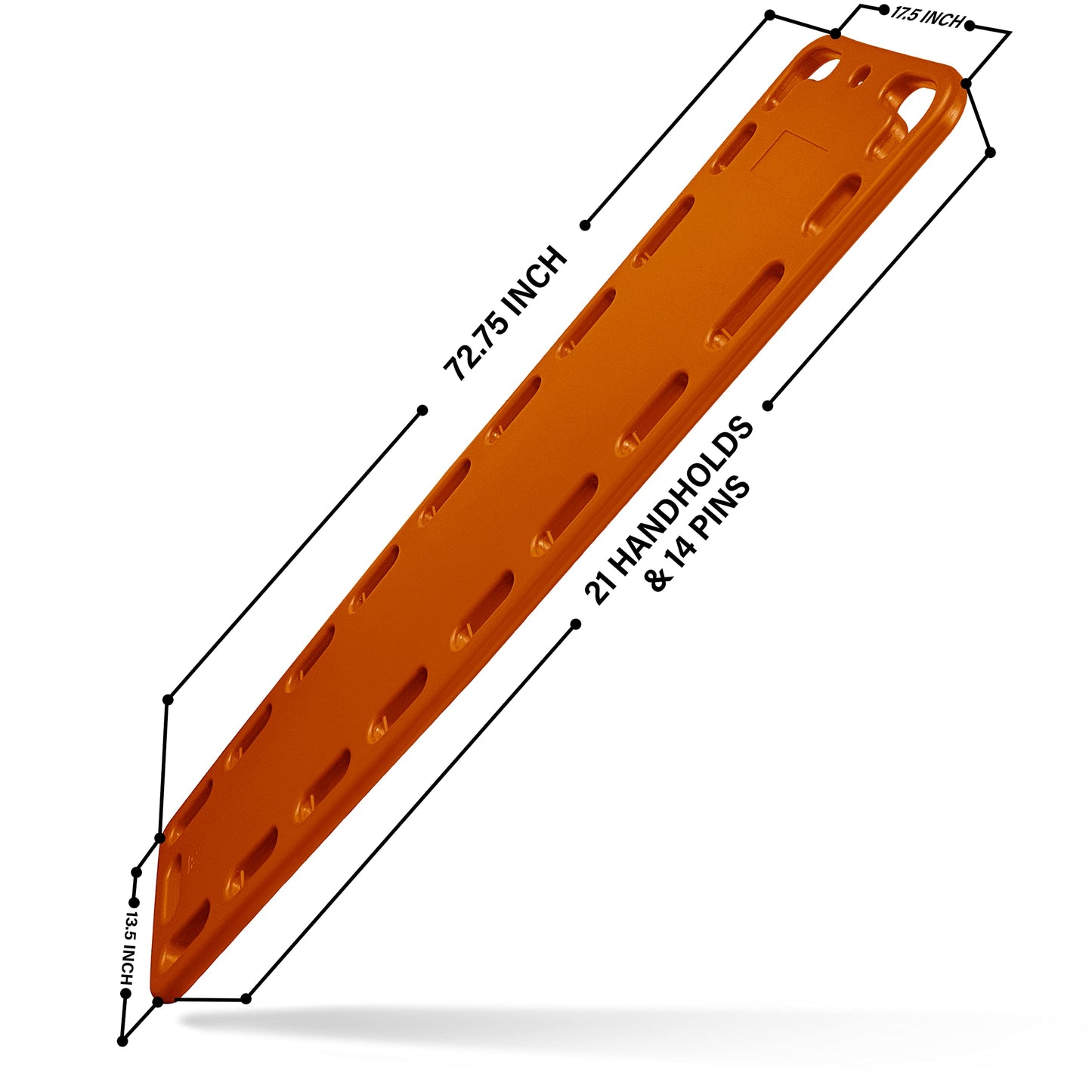 EMS XTRM Spine Board Stretcher Backboard for Patient - EMT Backboard Immobilization Portable Patient Transport Rescue Lightweight PE Plastics Ambulance Stretcher Gurney, Orange