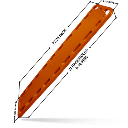 EMS XTRM Spine Board Stretcher Backboard for Patient - EMT Backboard Immobilization Portable Patient Transport Rescue Lightweight PE Plastics Ambulance Stretcher Gurney, Orange