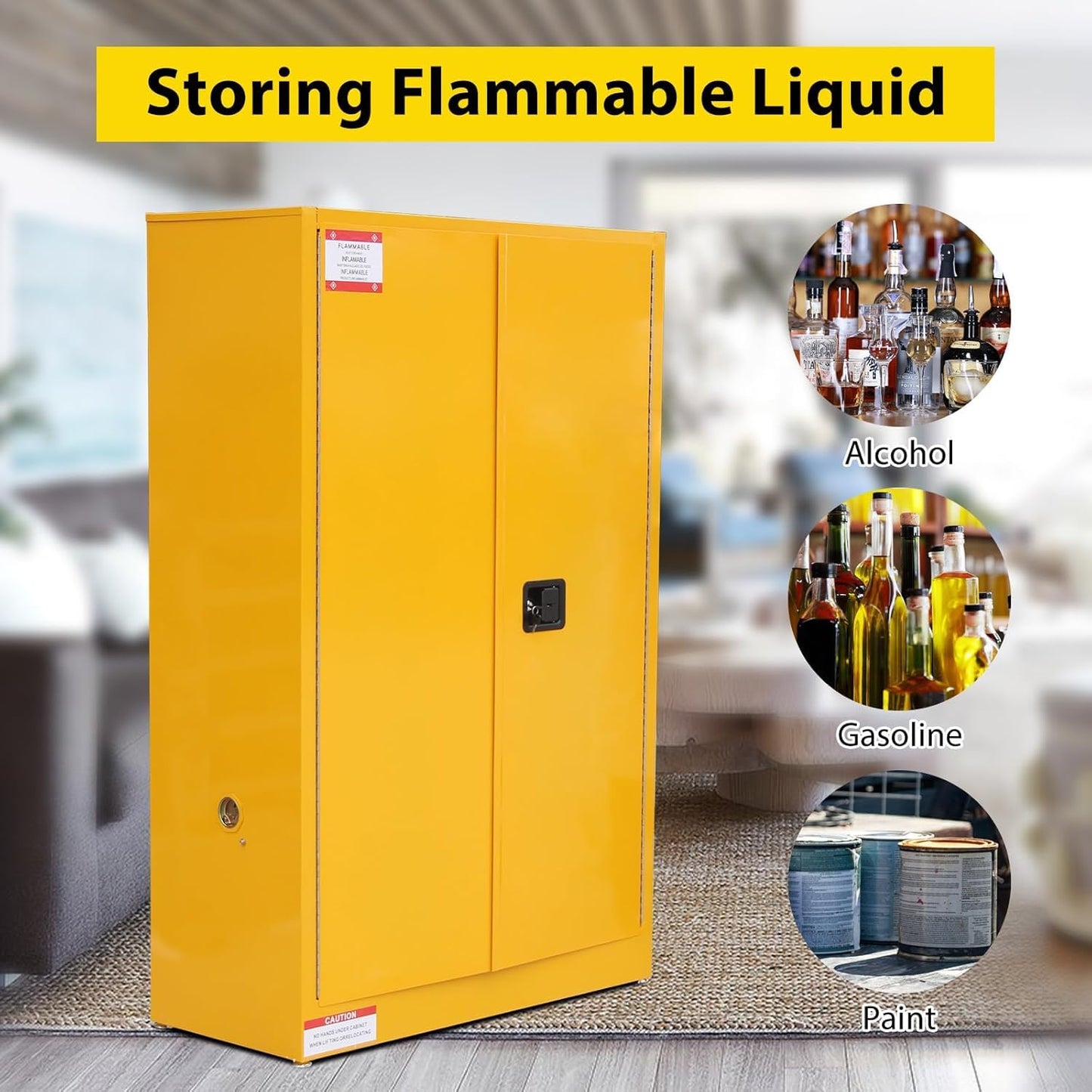 Flammable Storage Cabinet 43" x 18" x 65", 45 Gallon Galvanized Steel Flammable Liquid Storage Locker with 2 Adjustable Shelves & Manual-Close Doors, OSHA Compliant Industrial Hazardous Storage