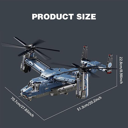 Military Helicopter Building Blocks SetFighter Jet Model ToysV-22 Osprey Army Airplane Kits with Ratoting PropellerSTEM Christmas Xmas Birthday Gifts for Adult Boys Teens 8-14 14+(1486PCS)