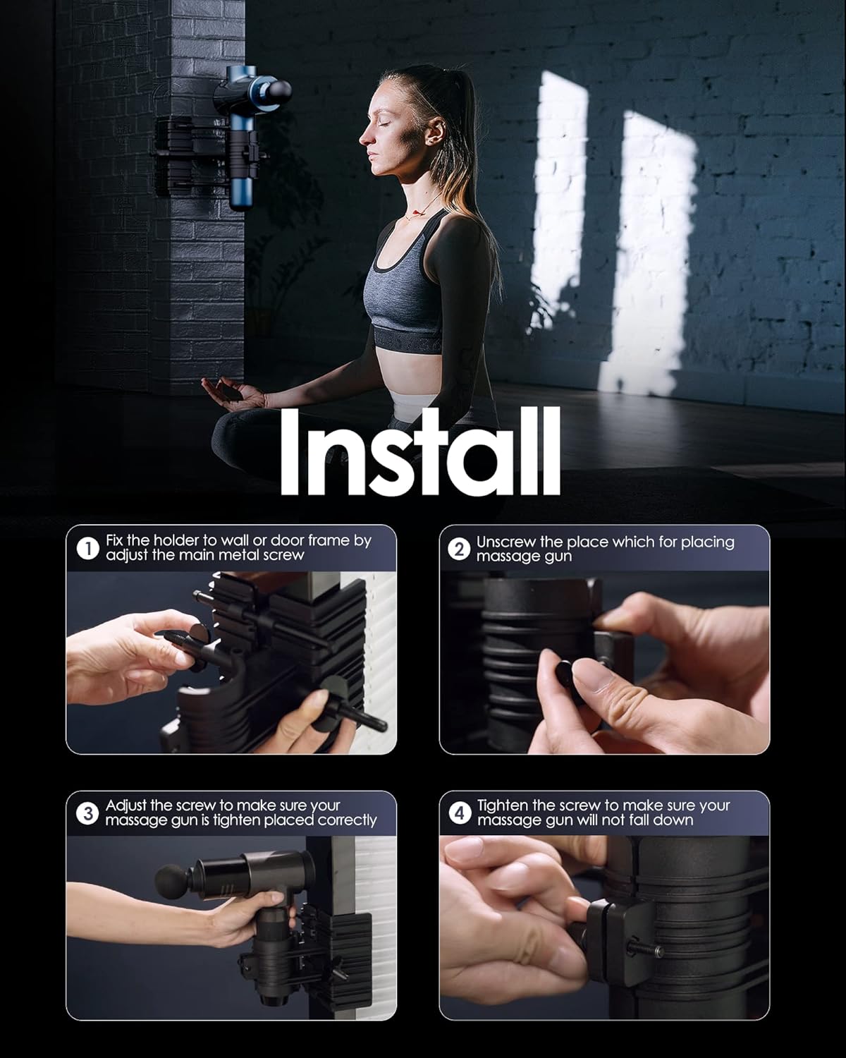 Massage Gun Holder for Back, Hands Free Percussion Muscle for Self Massage, Compatible with Most Design for Massage Hard-to-Reach Area Holder ONLY