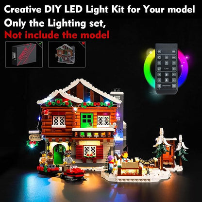 VONADO LED Light Kit for Lego Alpine Lodge Christmas Village 10325 Remote Control Lighting Set Accessories Compatible with Lego 10325 Christmas Winter Village Set (Lights Only No Models)