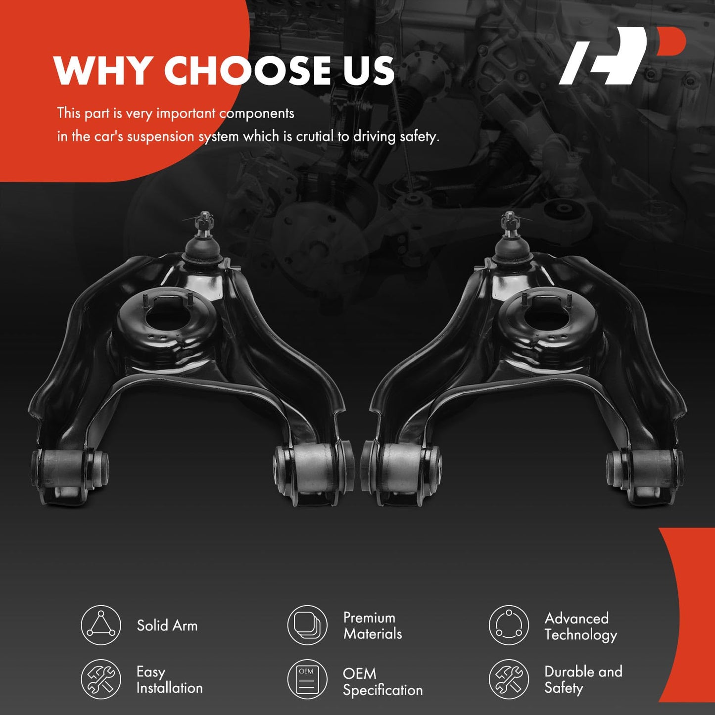 A-Premium 2 x Front Lower Control Arms, with Ball Joint and Bushing, Compatible with Ford F-150 1997-2003, F-150 Heritage 2004, F-250 1997-1999, Expedition & Lincoln Blackwood, Navigator, RWD Only