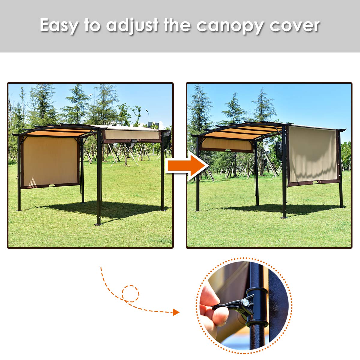 FANTASK Garden Gazebo, Patio Pavilion, Outdoor Party Pergola, Heavy Duty Grape Canopy, Metal Frame Grape Gazebo & Canopy Cover, Beach Sunshade Tent, Ideal for BBQ, Party, Beach and More