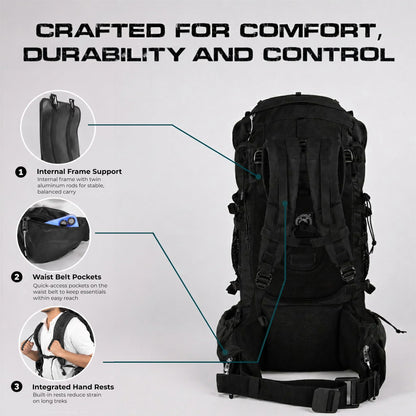 Stikage Expedition 80L Internal Frame Hiking Backpack for Men and Women – Lightweight Waterproof Trekking & Camping Backpack with Rain Cover – Adjustable Back Length, Hydration Bladder Compatible