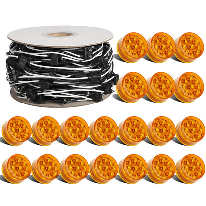 Partsam 20Pcs 2" Inch Round Trailer Led Side Marker + 1Pcs 2 Prong Continuous Wire Harness Roll