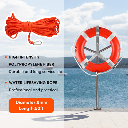 Life Ring 28" Life Preserver Ring Boat Safety Throw Rings with Water Floating Lifesaving Rope Life Rings Buoy with Reflective Tape for Rescue Lifesaving Orange