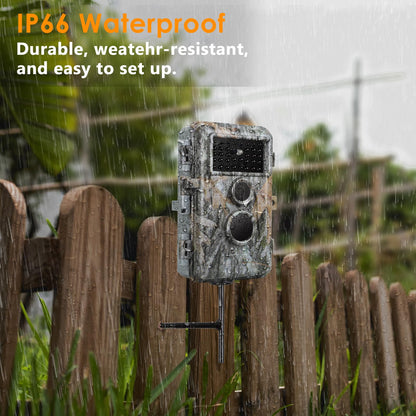 4-Pack Game & Trail Camera, 64MP 1296P H.264 MP4 Video Cam with 940nm No Glow Night Vision Motion Activated IP66 Waterproof for Outdoor Wildlife Monitoring, Yard Security, Animal Observation