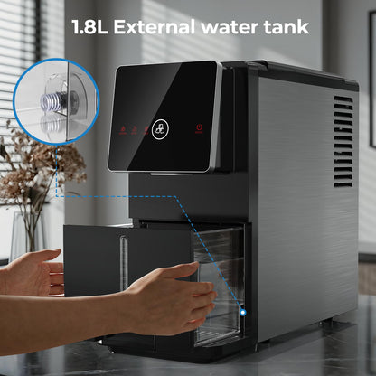 Electactic Nugget Ice Makers Countertop, Portable Ice Maker with Self-Cleaning, 35Lbs Per Day, Self Dispensing Design, One-Click Operation, 1.8L Water Tank, 1.5Lbs Ice Storage, for Multi-Scenario Use