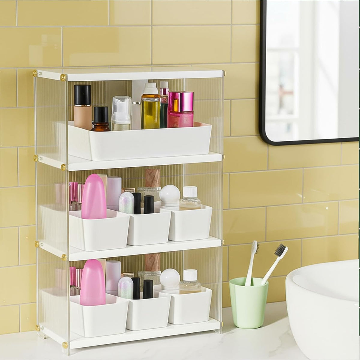 Kifmurase 11-Piece Stackable Plastic Drawer Organizer Set - Versatile Divider Trays for Makeup, Jewelry & Gadgets