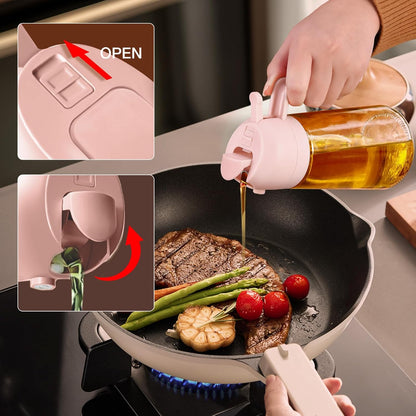 YARRAMATE 16oz Glass Olive Oil Sprayer - 2-in-1 Food Grade Premium Kitchen Dispenser | Peach Pink