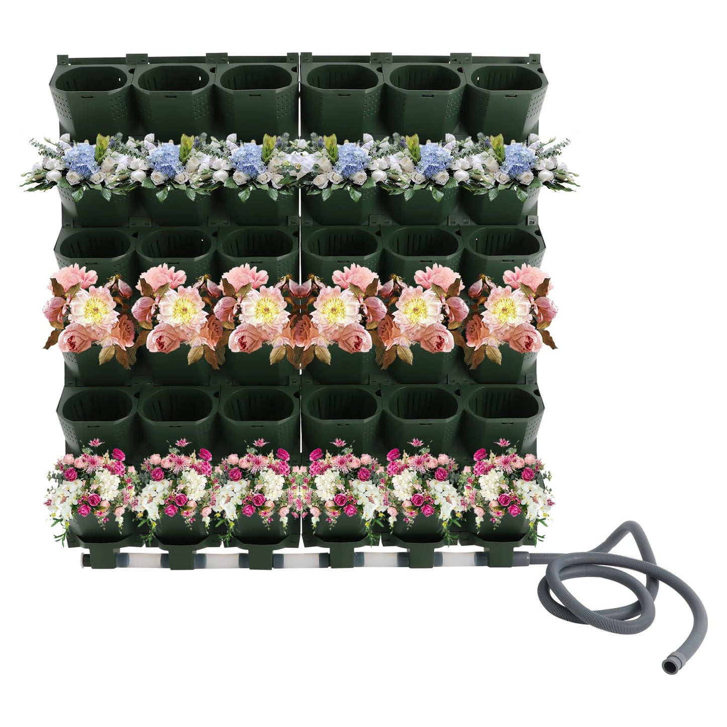 Self Watering Wall Planter with 18/36 Pots Vertical Garden for Indoor Outdoor Plants Hydroponics Growing System Wall-Mounted Stackable Planter for Herbs Flowers Vegetables Home Decor (Green, 36 Pots)