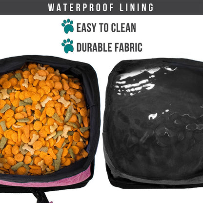 PetAmi Collapsible Dog Bowls 2 Pack, Food and Water Bowls Travel Set, Portable Pet Dish No Spill, Foldable Lightweight BPA Free Leakproof Bowls, Camping Hiking Walking Outdoor Gear Accessories, Black