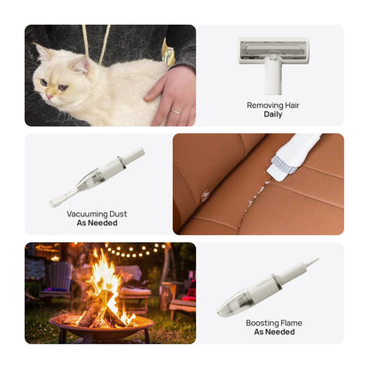 Pet Grooming Vacuum Kit - Cat & Dog Grooming Kit for Easy Pet Care at Home & Outdoor, 12000 Pa Powerful Suction， 8000mAh Vaccum Cleaner - Includes Clippers, Brush, Nail Trimmer Grinder