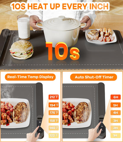 Food Warming Mat for Buffet, Upgrade Graphene Warming, 6 Level Adjustable